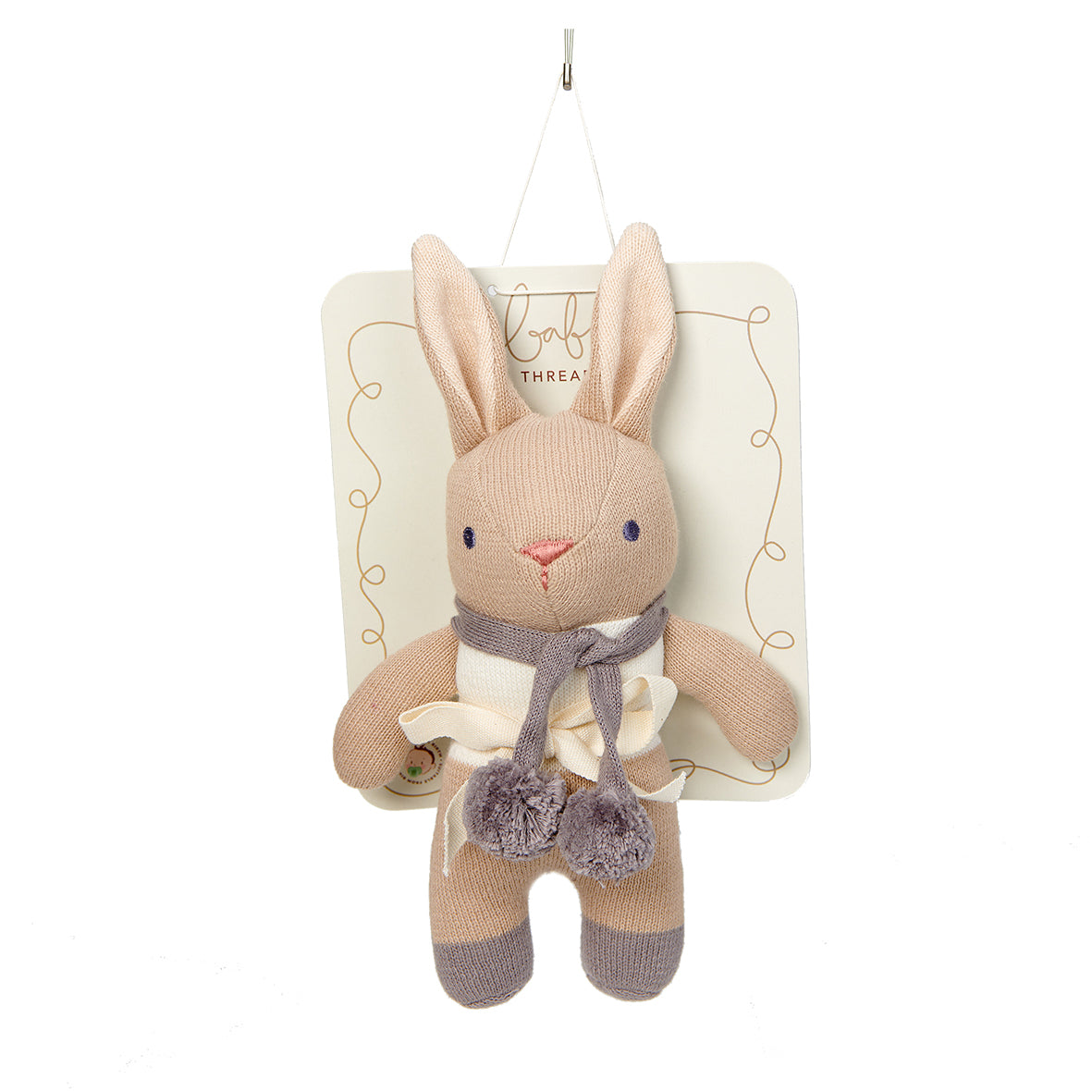 Coniglietto Sonaglio “Baby Threads" color tortora | ThreadBear Design